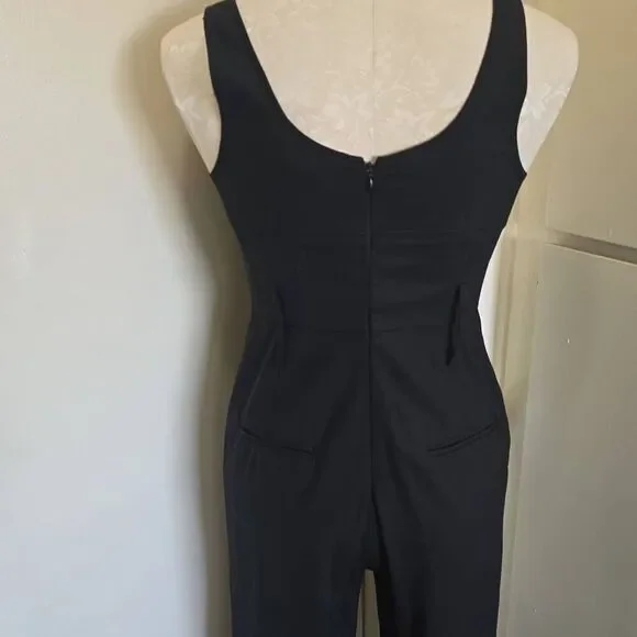 Theory Style #90171233 Blk Wool/Spndx Slvls Jumpsuit, Wide Leg, Sz. 4, EUC